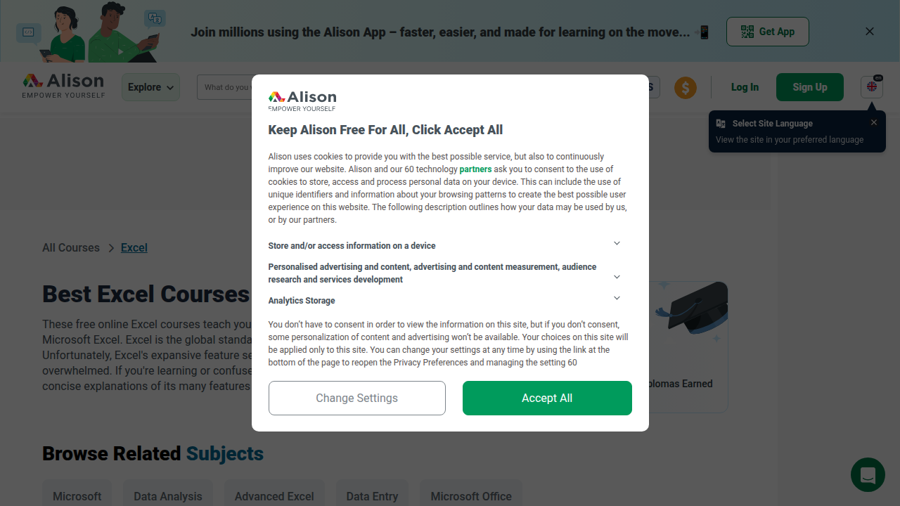 Platforms like Alison provide free online Excel courses, offering flexible learning paths from basic formulas to advanced data analysis for sales professionals.
