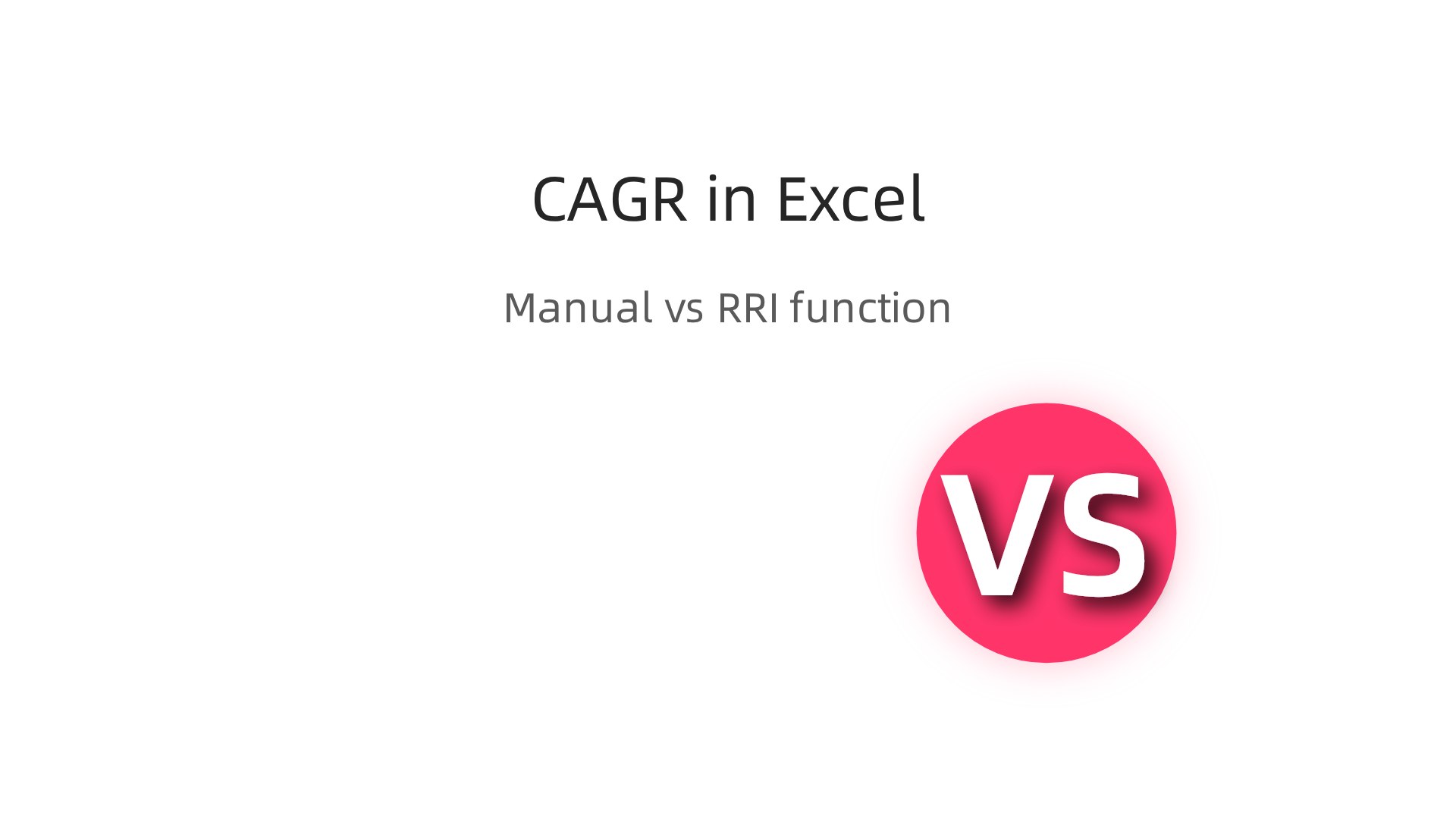 Comparison of two methods to calculate CAGR in Excel: manual formula using exponents versus the RRI function.